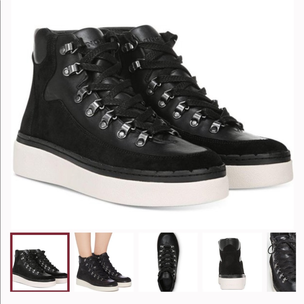 NWT: Vince Soren leather/Suede Hightop weatherproof Black Boots/sneaker - SZ 9.5